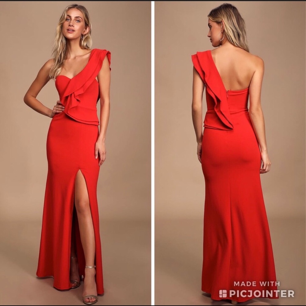 Lulu’s Kiss Me again Ruffled One Shoulder dress